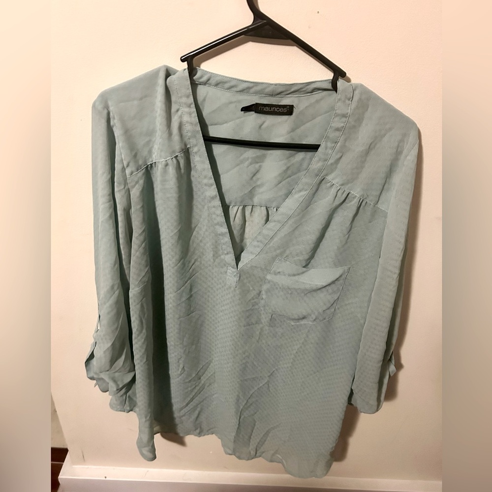Maurice’s brand baby blue long sleeve blouse with pocket (2XL)